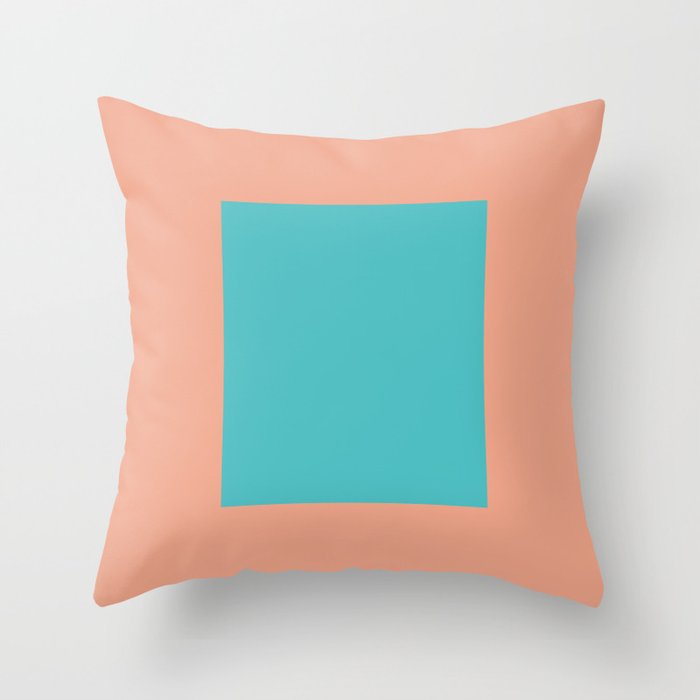 good vibrations // aqua and peach Throw Pillow Gallery Image 1