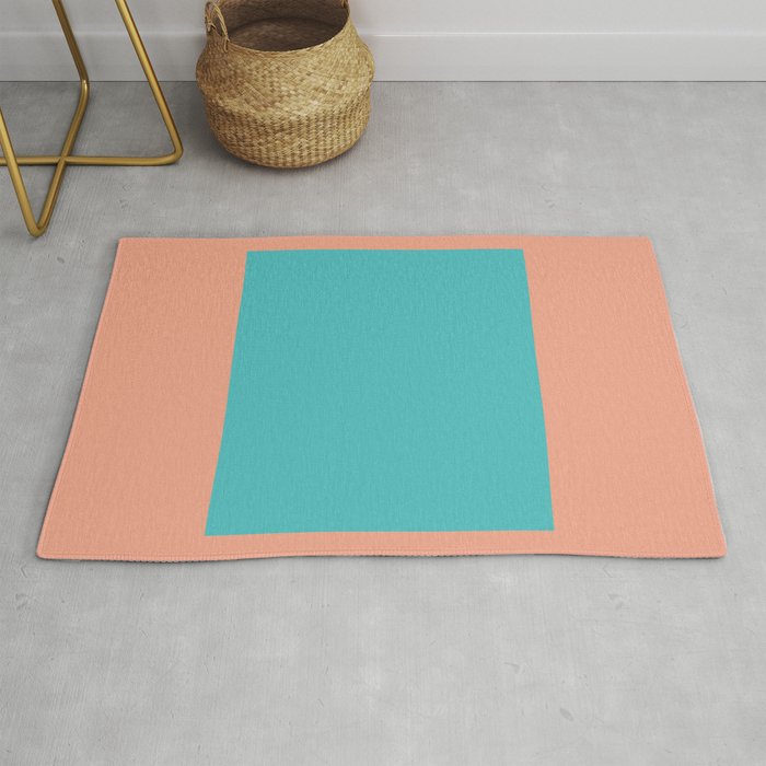 good vibrations // aqua and peach Rug Gallery Image 1