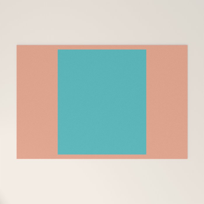 good vibrations // aqua and peach Welcome Mat Gallery Image 1