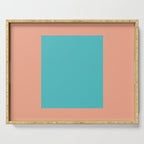 good vibrations // aqua and peach Serving Tray Gallery Image 1