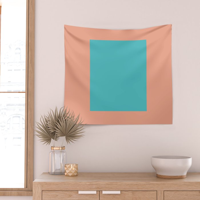 good vibrations // aqua and peach Wall Tapestry Gallery Image 2
