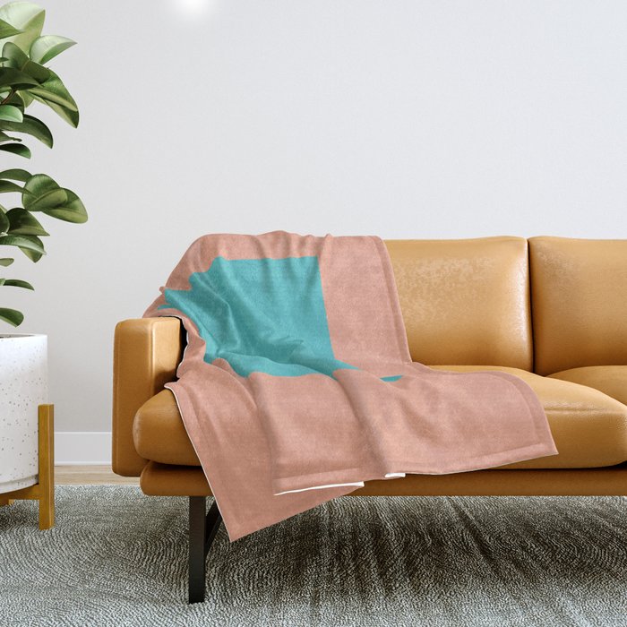 good vibrations // aqua and peach Throw Blanket Gallery Image 1