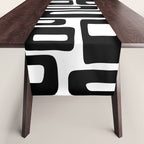Retro Mid Century Modern Abstract Pattern 336 Black and White Table Runner Gallery Image 1