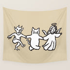 The angel and devil and cat Wall Tapestry Gallery Image 4