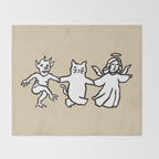 The angel and devil and cat Throw Blanket Gallery Image 2