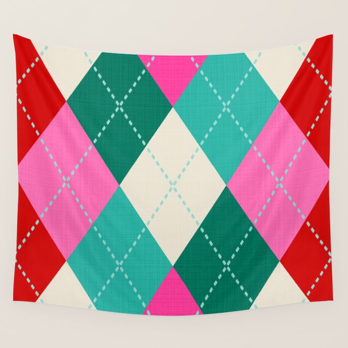 Retro Christmas Knitted Argyle Jumper 1. Wall Tapestry Gallery Image 1