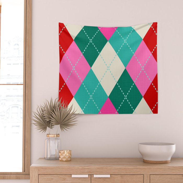 Retro Christmas Knitted Argyle Jumper 1. Wall Tapestry Gallery Image 2