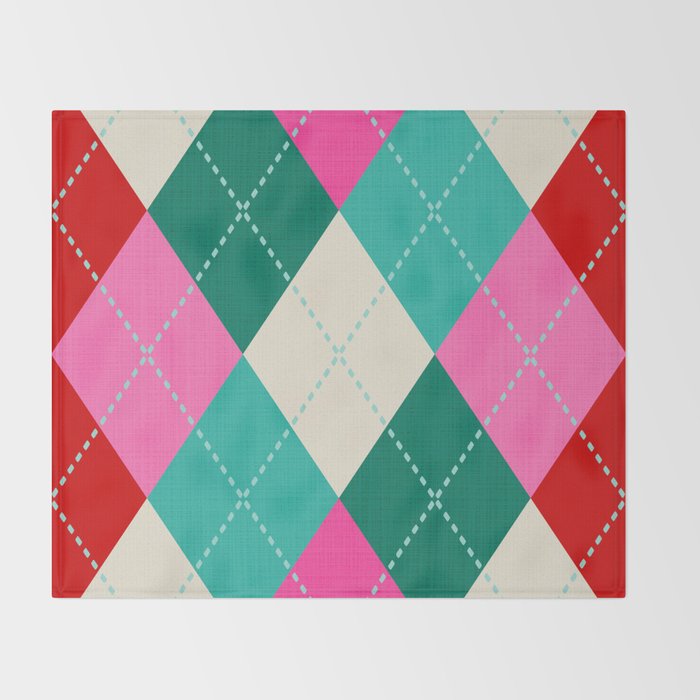 Retro Christmas Knitted Argyle Jumper 1. Throw Blanket Gallery Image 2