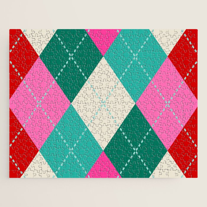 Retro Christmas Knitted Argyle Jumper 1. Jigsaw Puzzle Gallery Image 1