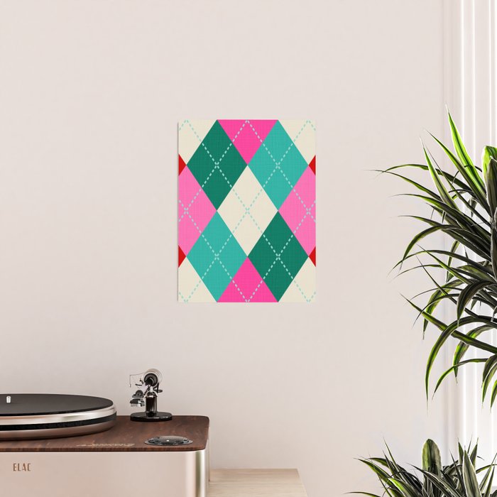 Retro Christmas Knitted Argyle Jumper 1. Poster Gallery Image 2