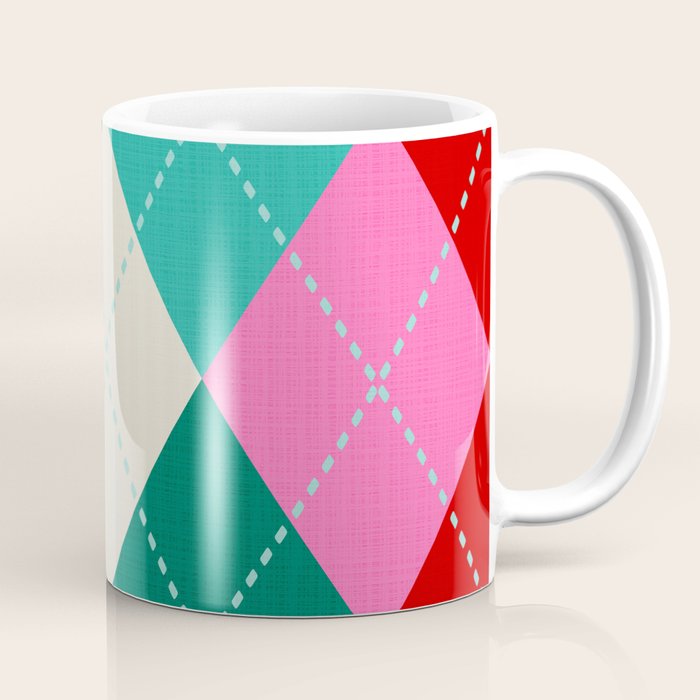 Retro Christmas Knitted Argyle Jumper 1. Coffee Mug Gallery Image 1