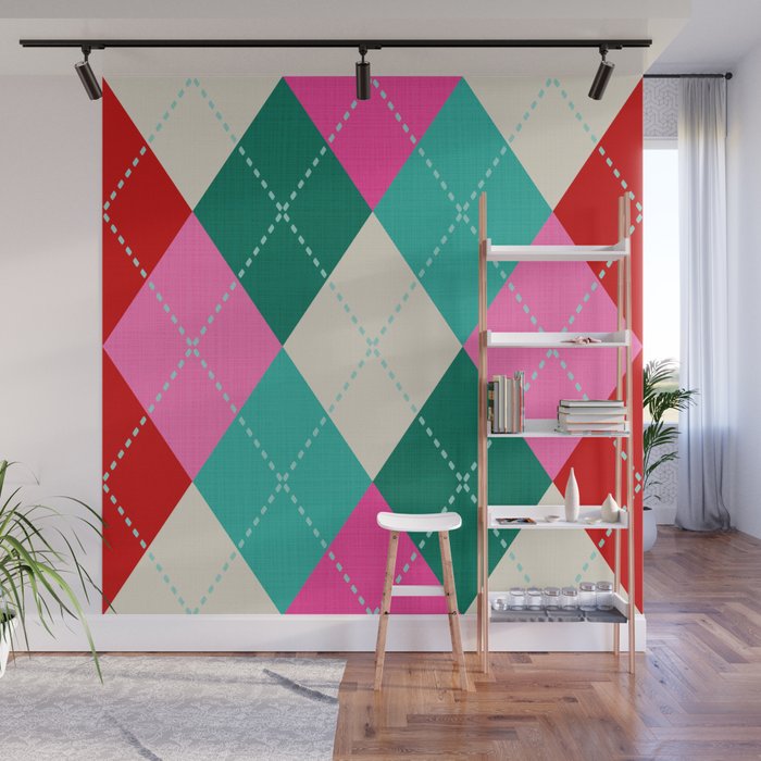 Retro Christmas Knitted Argyle Jumper 1. Wall Mural Gallery Image 1