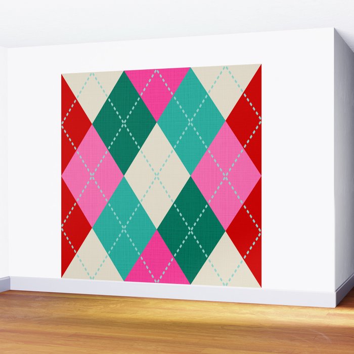 Retro Christmas Knitted Argyle Jumper 1. Wall Mural Gallery Image 2