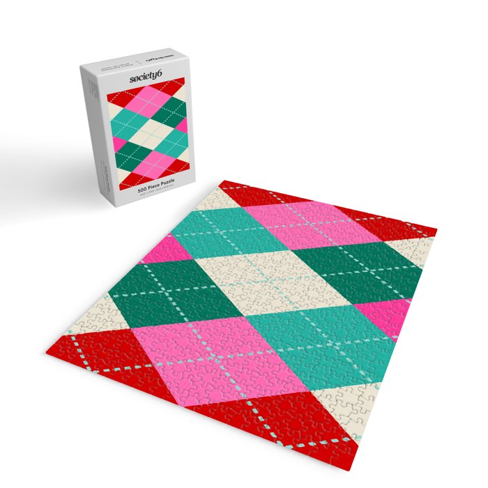 Retro Christmas Knitted Argyle Jumper 1. Jigsaw Puzzle Gallery Image 2