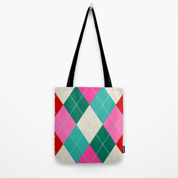 Retro Christmas Knitted Argyle Jumper 1. Tote Bag Gallery Image 2