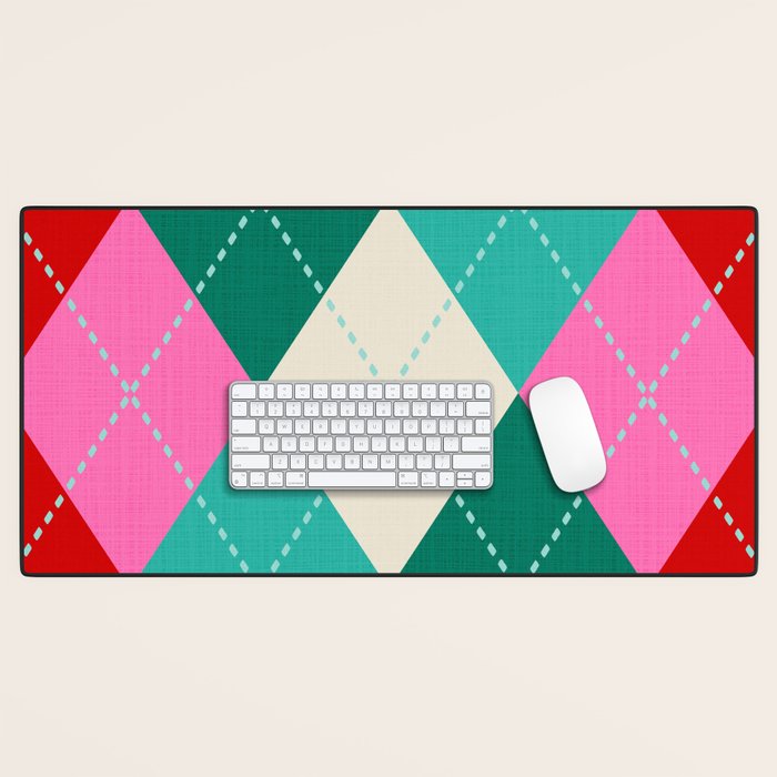 Retro Christmas Knitted Argyle Jumper 1. Desk Mat Gallery Image 1