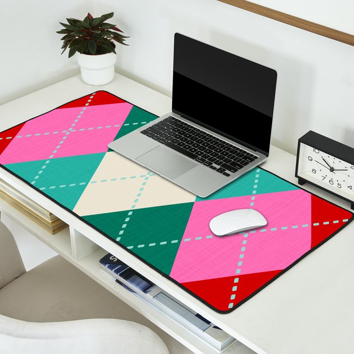 Retro Christmas Knitted Argyle Jumper 1. Desk Mat Gallery Image 2