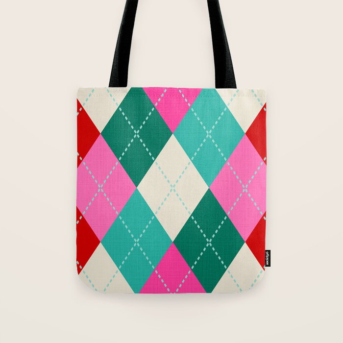 Retro Christmas Knitted Argyle Jumper 1. Tote Bag Gallery Image 1