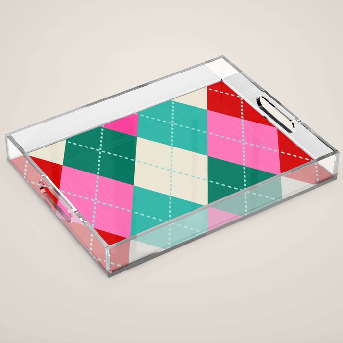 Retro Christmas Knitted Argyle Jumper 1. Acrylic Tray Gallery Image 1