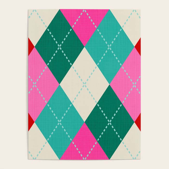 Retro Christmas Knitted Argyle Jumper 1. Poster Gallery Image 1