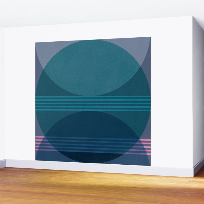 Abstraction_BLUE_LANDSCAPE_MOONLIGHT_NATURE_POP_ART_)521A Wall Mural Gallery Image 2
