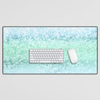 Aqua Seafoam Ocean Glitter #1 (Faux Glitter) #shiny #pastel #decor #art #society6 Desk Mat Gallery Image 1