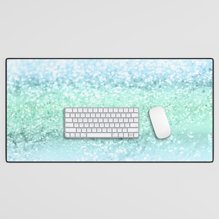 Aqua Seafoam Ocean Glitter #1 (Faux Glitter) #shiny #pastel #decor #art #society6 Desk Mat Gallery Image 1