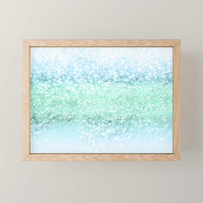 Aqua Seafoam Ocean Glitter #1 (Faux Glitter) #shiny #pastel #decor #art #society6 Mini Art Print Gallery Image 1
