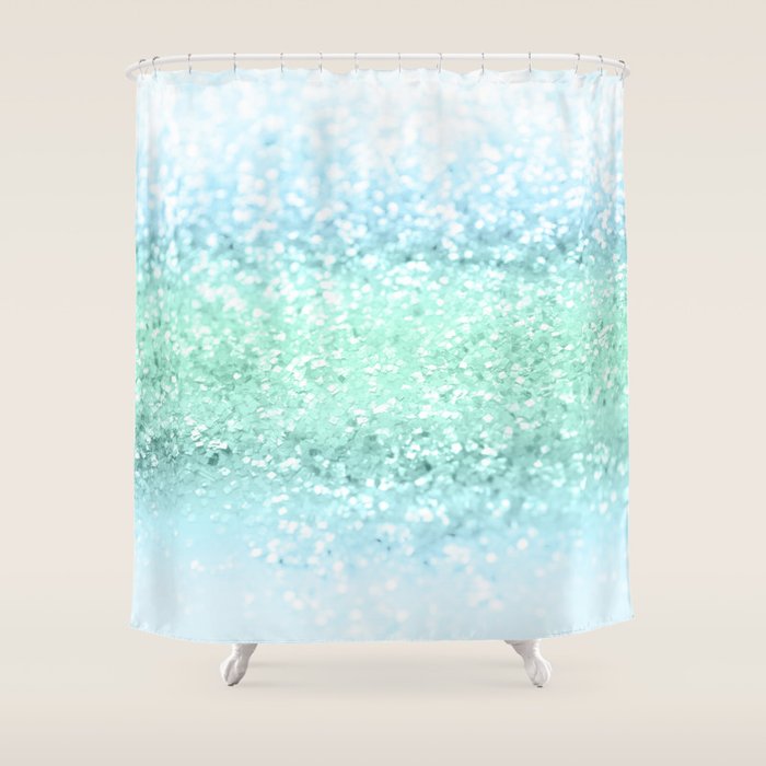 Aqua Seafoam Ocean Glitter #1 (Faux Glitter) #shiny #pastel #decor #art #society6 Shower Curtain Gallery Image 1