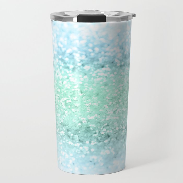 Aqua Seafoam Ocean Glitter #1 (Faux Glitter) #shiny #pastel #decor #art #society6 Travel Mug Gallery Image 1