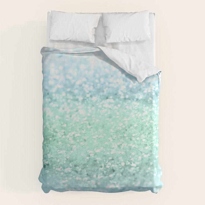 Aqua Seafoam Ocean Glitter #1 (Faux Glitter) #shiny #pastel #decor #art #society6 Duvet Cover Gallery Image 6