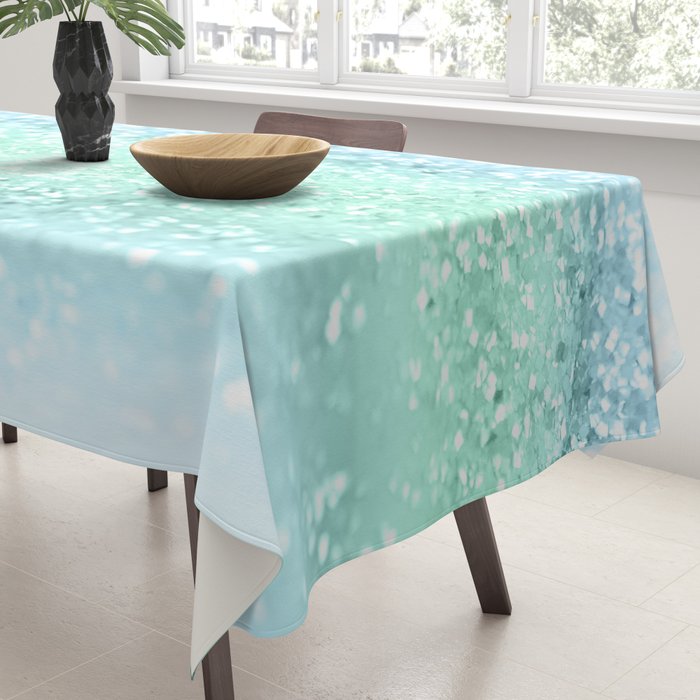 Aqua Seafoam Ocean Glitter #1 (Faux Glitter) #shiny #pastel #decor #art #society6 Tablecloth Gallery Image 3