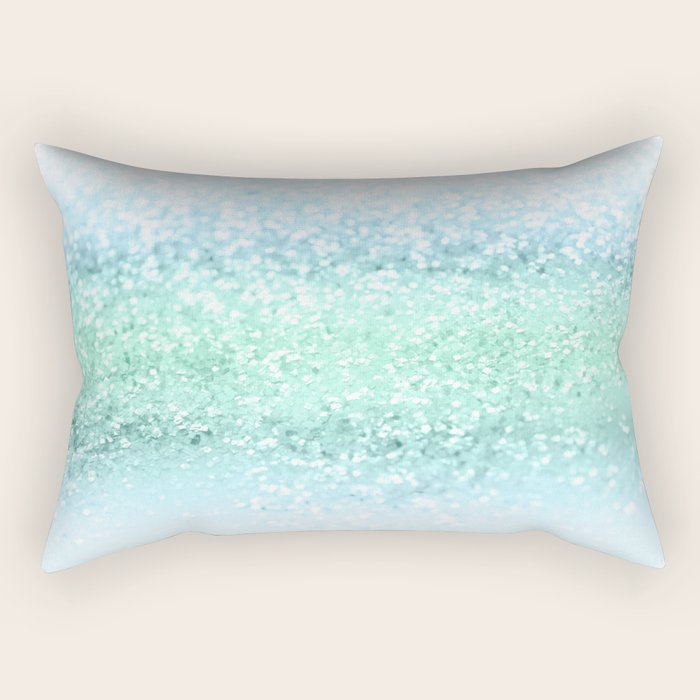 Aqua Seafoam Ocean Glitter #1 (Faux Glitter) #shiny #pastel #decor #art #society6 Rectangular Pillow Gallery Image 2