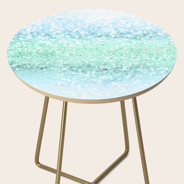 Aqua Seafoam Ocean Glitter #1 (Faux Glitter) #shiny #pastel #decor #art #society6 Side Table Gallery Image 2