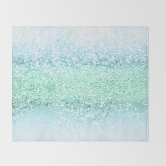 Aqua Seafoam Ocean Glitter #1 (Faux Glitter) #shiny #pastel #decor #art #society6 Throw Blanket Gallery Image 2