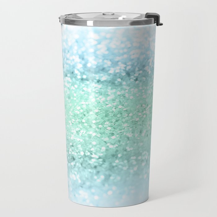 Aqua Seafoam Ocean Glitter #1 (Faux Glitter) #shiny #pastel #decor #art #society6 Travel Mug Gallery Image 2