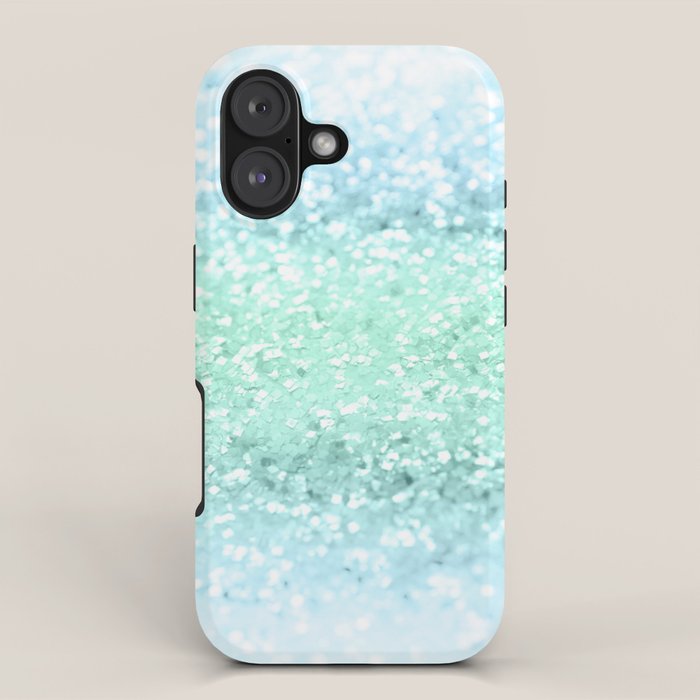 Aqua Seafoam Ocean Glitter #1 (Faux Glitter) #shiny #pastel #decor #art #society6 iPhone Case Gallery Image 1