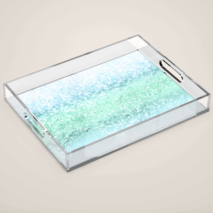 Aqua Seafoam Ocean Glitter #1 (Faux Glitter) #shiny #pastel #decor #art #society6 Acrylic Tray Gallery Image 1