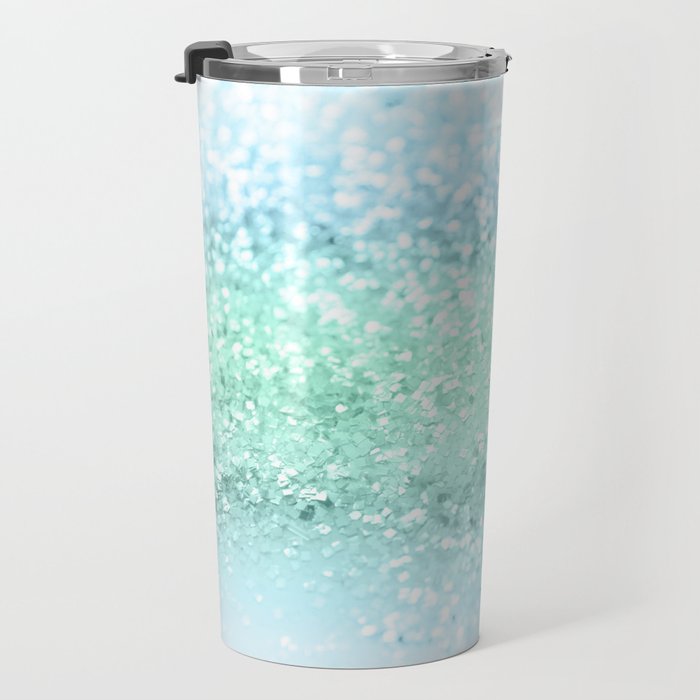 Aqua Seafoam Ocean Glitter #1 (Faux Glitter) #shiny #pastel #decor #art #society6 Travel Mug Gallery Image 3