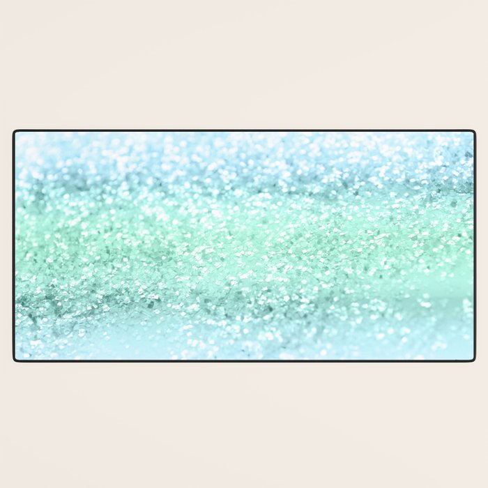 Aqua Seafoam Ocean Glitter #1 (Faux Glitter) #shiny #pastel #decor #art #society6 Desk Mat Gallery Image 3