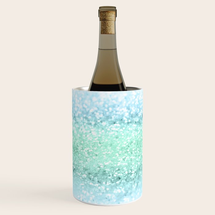 Aqua Seafoam Ocean Glitter #1 (Faux Glitter) #shiny #pastel #decor #art #society6 Wine Chiller Gallery Image 1