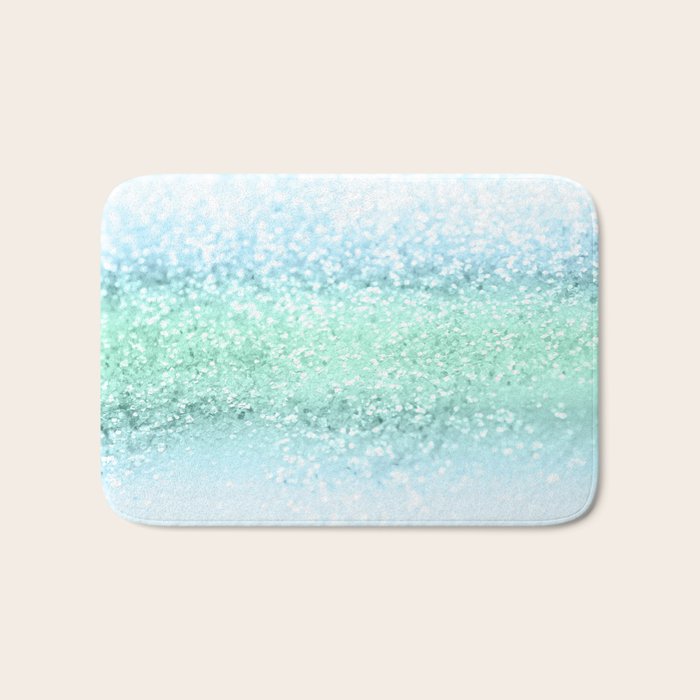 Aqua Seafoam Ocean Glitter #1 (Faux Glitter) #shiny #pastel #decor #art #society6 Bath Mat Gallery Image 1