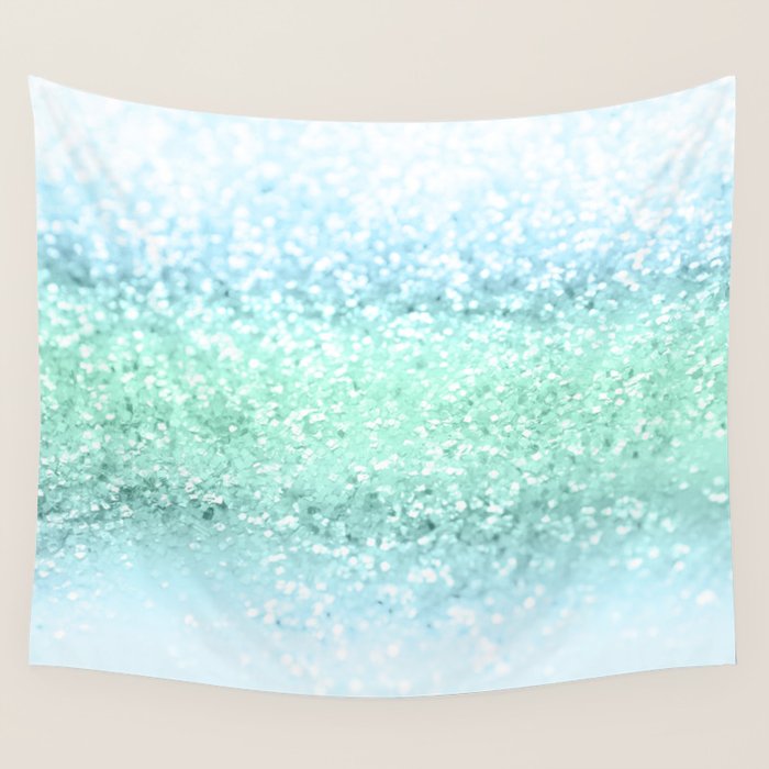 Aqua Seafoam Ocean Glitter #1 (Faux Glitter) #shiny #pastel #decor #art #society6 Wall Tapestry Gallery Image 1