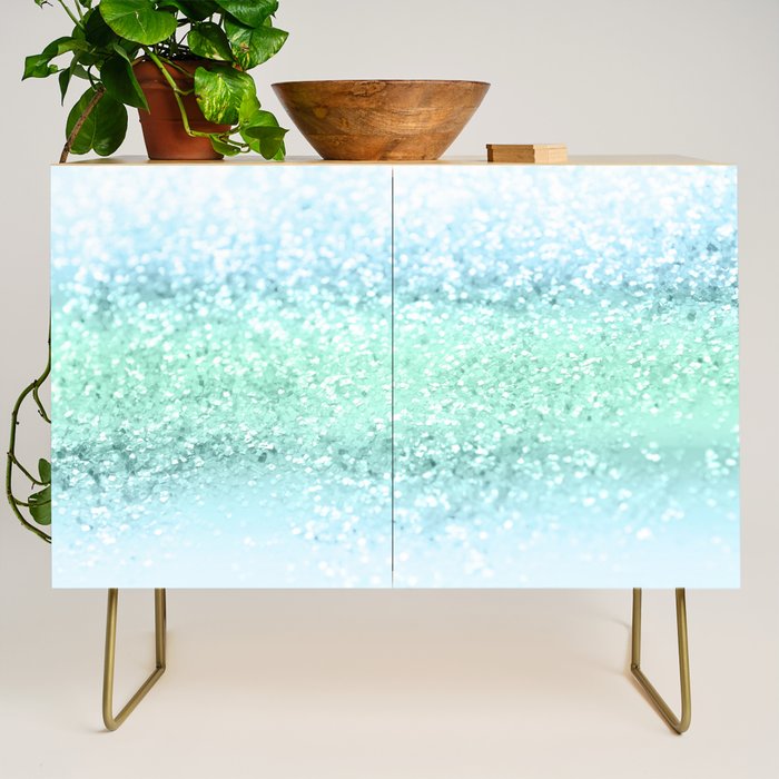 Aqua Seafoam Ocean Glitter #1 (Faux Glitter) #shiny #pastel #decor #art #society6 Credenza Gallery Image 1