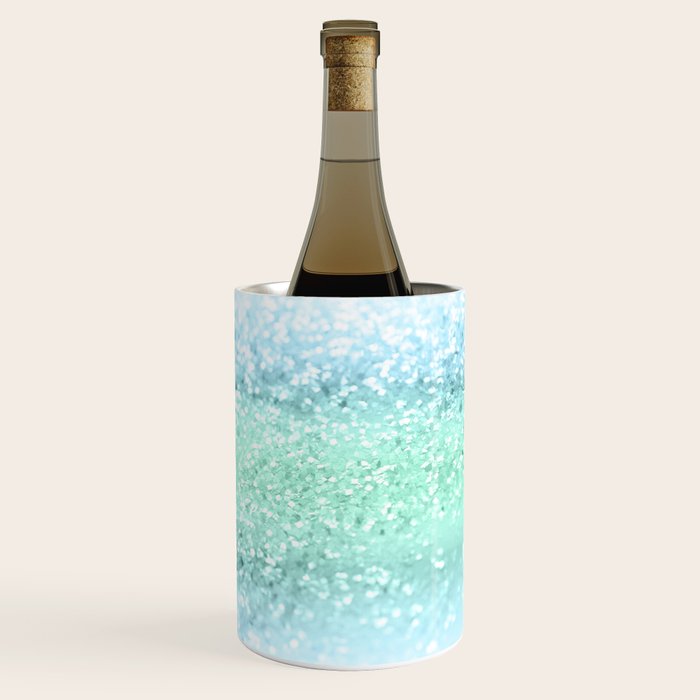 Aqua Seafoam Ocean Glitter #1 (Faux Glitter) #shiny #pastel #decor #art #society6 Wine Chiller Gallery Image 3