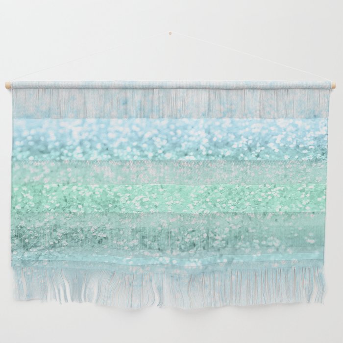 Aqua Seafoam Ocean Glitter #1 (Faux Glitter) #shiny #pastel #decor #art #society6 Wall Hanging Gallery Image 1