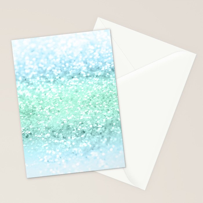 Aqua Seafoam Ocean Glitter #1 (Faux Glitter) #shiny #pastel #decor #art #society6 Stationery Card Gallery Image 2