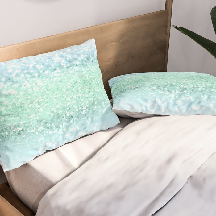 Aqua Seafoam Ocean Glitter #1 (Faux Glitter) #shiny #pastel #decor #art #society6 Pillow Sham Gallery Image 2