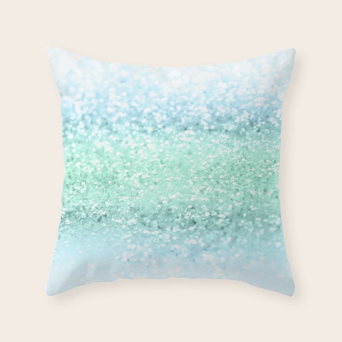 Aqua Seafoam Ocean Glitter #1 (Faux Glitter) #shiny #pastel #decor #art #society6 Throw Pillow Gallery Image 1