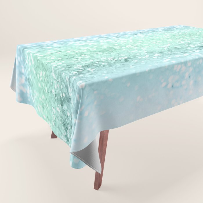 Aqua Seafoam Ocean Glitter #1 (Faux Glitter) #shiny #pastel #decor #art #society6 Tablecloth Gallery Image 1